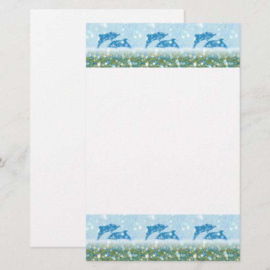 Geweldige dolfijnen in het mousserende mystieke Ze Briefpapier (Voorkant / Achterkant)