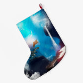 Geweldige draak in de nacht grote kerstsok (Achterkant (Hangend))