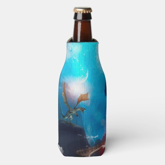 Geweldige draak met watervallen flesjeskoeler (Fles Voorkant)