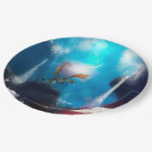 Geweldige draak met watervallen papieren bordje (Gekanteld)