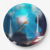 Geweldige draak met watervallen papieren bordje (Voorkant)