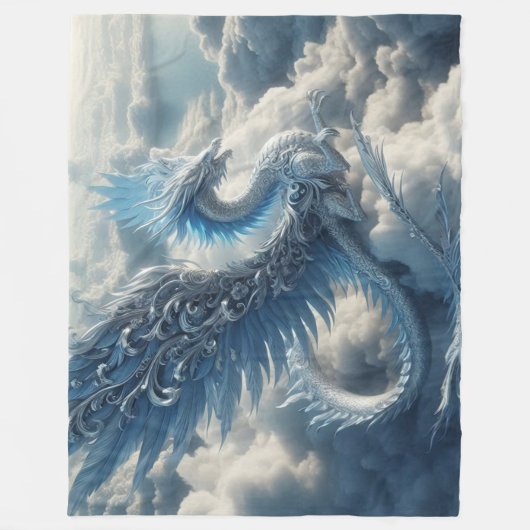 Geweldige draak omringd door wolken fleece deken (Voorkant)