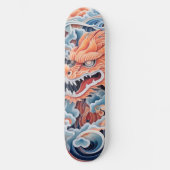 Geweldige Dragon Head Sinaasappel Blauwe Tint Persoonlijk Skateboard (Voorkant)