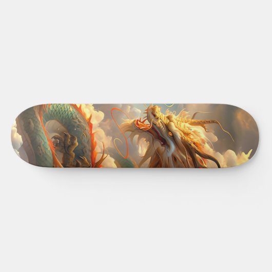 Geweldige Dragon Saring in Wolken Groen Rood Goude Persoonlijk Skateboard (Horizontaal)