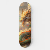 Geweldige Dragon Saring in Wolken Groen Rood Goude Persoonlijk Skateboard (Voorkant)