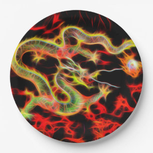 Geweldige drakenvuur op Lucky Energy Papieren Bordje