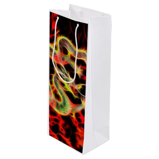 Geweldige drakenvuur op Lucky Energy Wijn Cadeautas (Voorkant Gekanteld)