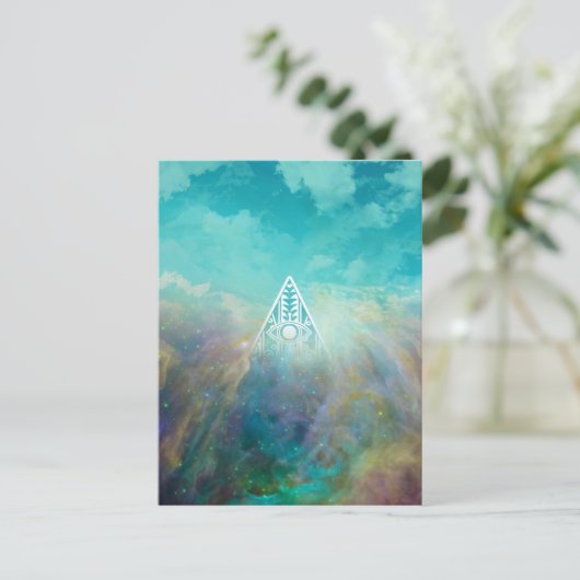 Geweldige driehoek Orionnebula, "All see eye" Briefkaart (Staand voorkant)