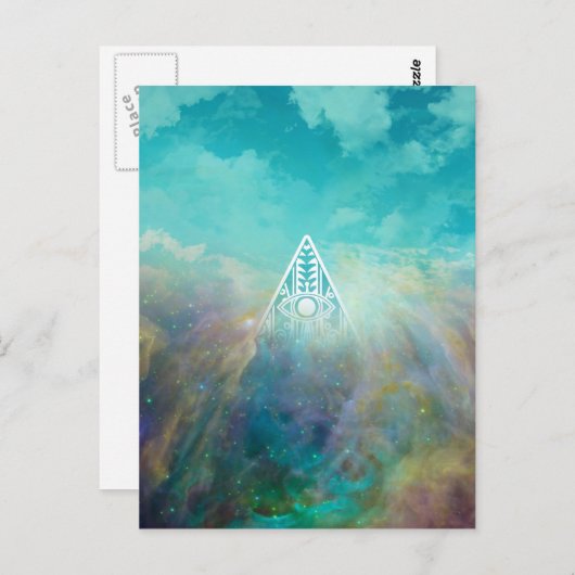 Geweldige driehoek Orionnebula, "All see eye" Briefkaart (Voorkant / Achterkant)