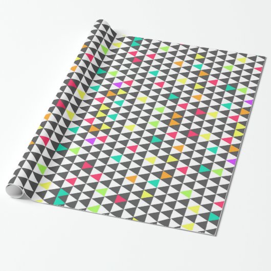 Geweldige driehoekspatroon trendy retro geometrisc cadeaupapier (Uitgerold)