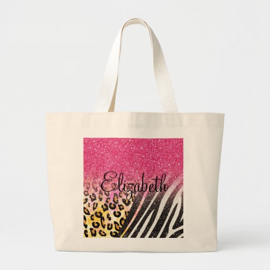 Geweldige driekleepspafdruk, zebrastrepen grote tote bag (Voorkant)