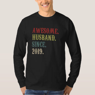 Geweldige echtgenoot sinds 2019 Retro 3 Wedding An T-shirt