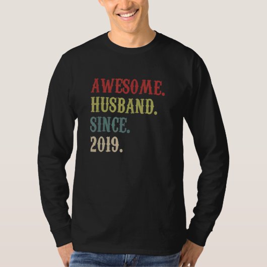 Geweldige echtgenoot sinds 2019 Retro 3 Wedding An T-shirt (Voorkant)