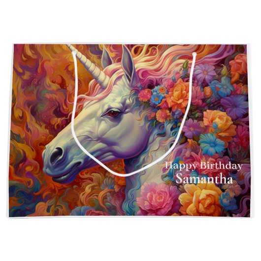 Geweldige eenhoorn verjaardag groot cadeauzakje (Voorkant)