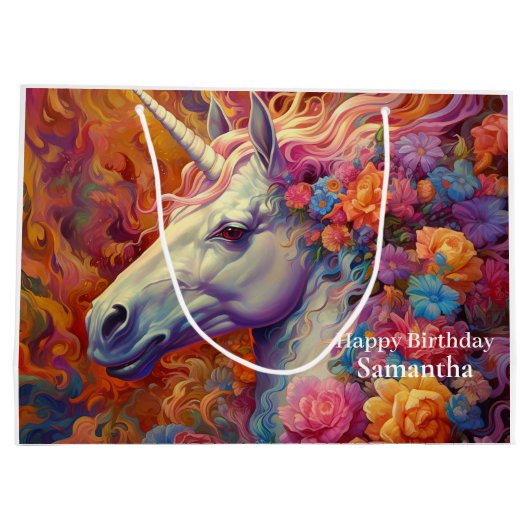 Geweldige eenhoorn verjaardag groot cadeauzakje (Achterkant)