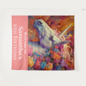 Geweldige Eenhoorn Verjaardagsachtergrond Wandkleed (Voorkant (horizontaal))