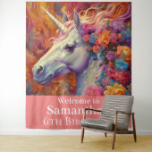 Geweldige Eenhoorn Verjaardagsachtergrond Wandkleed (In situ)