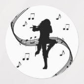 Geweldige eenzame fluitspeler muziek labels (Design 1)