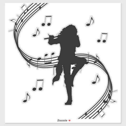 Geweldige eenzame fluitspeler muziek sticker (Vel)