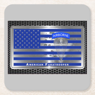 Geweldige eerbetoon Amerikaanse Paratrooper Vlag Kartonnen Onderzetters