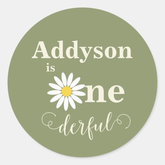 Geweldige Eerste Verjaardag Daisy Ronde Sticker (Voorkant)