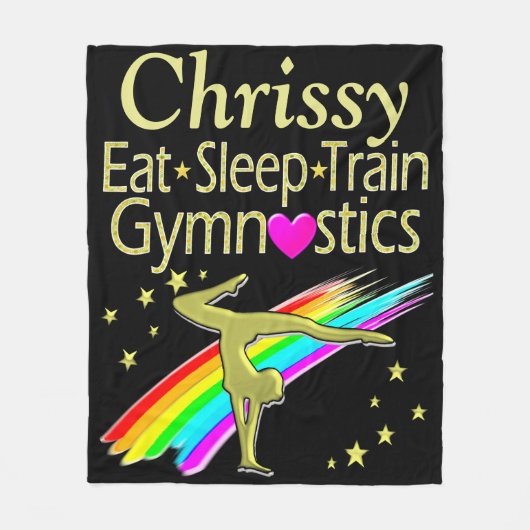 GEWELDIGE EET SLAAP GYMNASTIEK GEPERSONALISEERDE D FLEECE DEKEN (Voorkant)