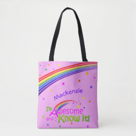 GEWELDIGE en ik ken het met regenboog op VIOLET Tote Bag