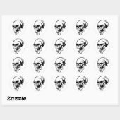 Geweldige enge schedel B & W Print -Sticker Ronde Sticker (Vel)