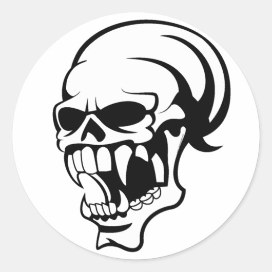 Geweldige enge schedel B & W Print -Sticker Ronde Sticker (Voorkant)