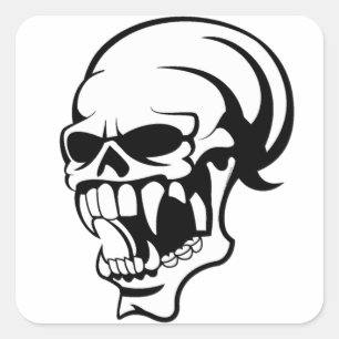 Geweldige enge schedel B & W print -sticker Vierkante Sticker