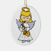 Geweldige engel die de saxofone-kunst speelt keramisch ornament (Rechts)