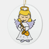 Geweldige engel die de saxofone-kunst speelt keramisch ornament (Links)