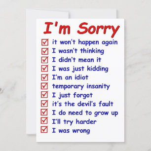 Geweldige excuses! Geweldige excuses! Note-Kaart Kaart
