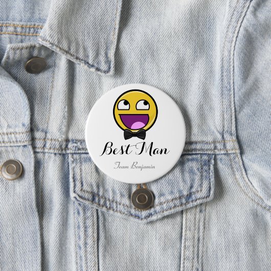 Geweldige Face Best Man Wedding Button (In situ)