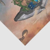 Geweldige fantasiewalvis met vlindervis en rots tissuepapier (Detail)