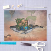 Geweldige fantasiewalvis met vlindervis en rots tissuepapier (Craft)