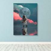 Geweldige Fantasy Foto van Astronaut Canvas Afdruk (Insitu (Houten vloer))