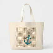 Geweldige faux glitter pauock blauw nautisch anker grote tote bag (Voorkant)
