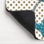 Geweldige faux glitter pauock blauw nautisch anker muismat (Hoek)