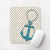 Geweldige faux glitter pauock blauw nautisch anker muismat (Met muis)