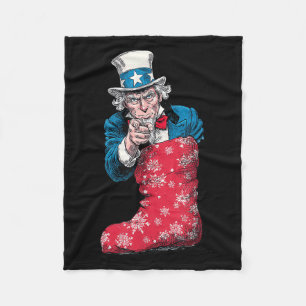 Geweldige feestelijke sok met SAM en US kleuren vo Fleece Deken