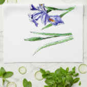 Geweldige Feminine Blue Iris Design Photo Theedoek (Gevouwen)