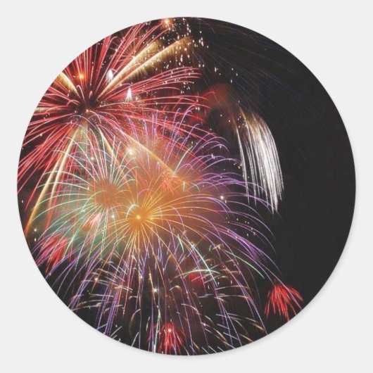 Geweldige Fireworks Night Ronde Sticker (Voorkant)