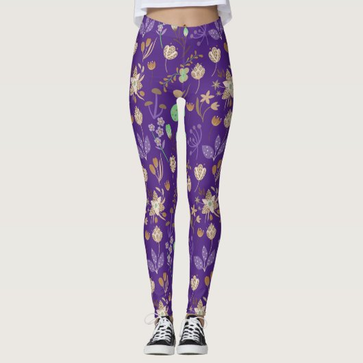 Geweldige Floral Pattern Leggings (Voorkant)