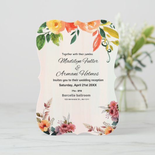 Geweldige Floral Waterverf bruiloft uitnodiging (Staand voorkant)