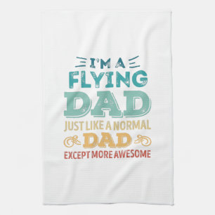 Geweldige Flying Fathers Day Funny Gift Theedoek