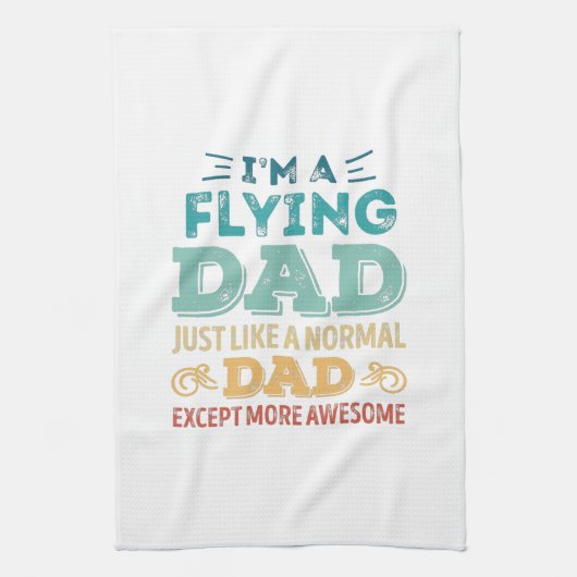 Geweldige Flying Fathers Day Funny Gift Theedoek (Verticaal)