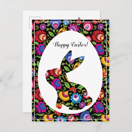 Geweldige Folklore Easter bunny, aanpasbaar Briefkaart (Voorkant / Achterkant)