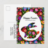 Geweldige Folklore Easter bunny met aangepaste tek Briefkaart (Voorkant / Achterkant)
