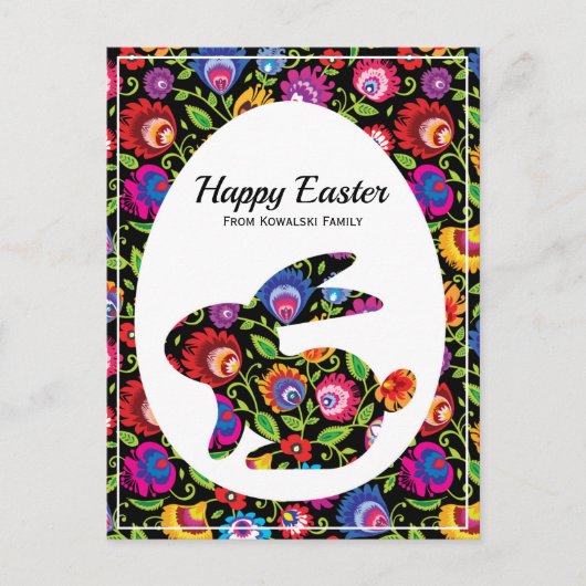 Geweldige Folklore Easter bunny met aangepaste tek Briefkaart (Voorkant)